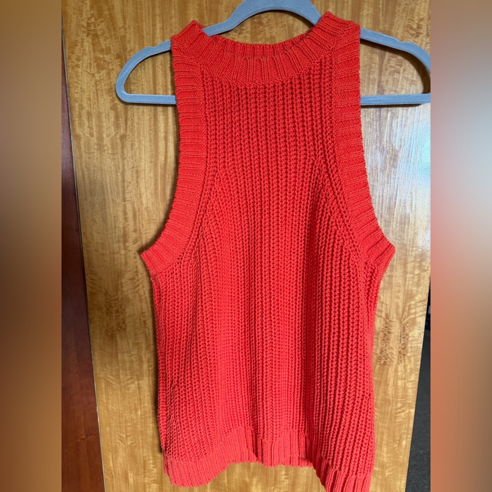 Trina Turk Red Ribbed Knit Sleeveless Tank
